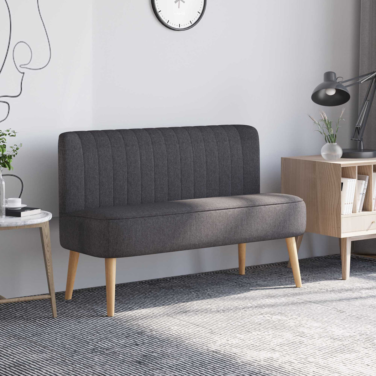 2-Seater Sofa, Soft Cushions, Easy-Care Cover, Dark Grey