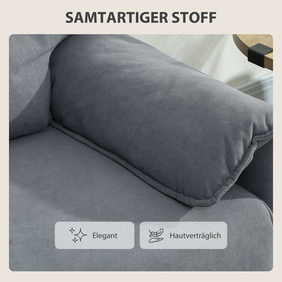 2-Seater Sofa, Thick Cushions, Velvet Upholstery, Black
