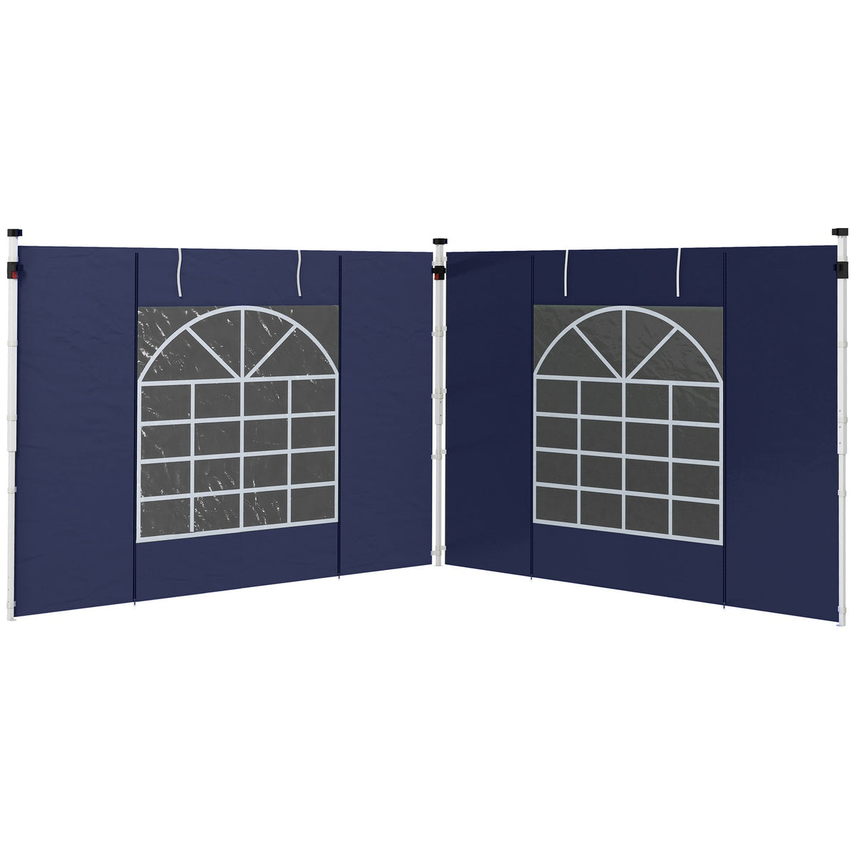 2 Side Panels Side Walls For 3 X 3/3 X 6 M Gazebo, Side Tarpaulins With Window, Door, Replacement Walls For Party Tent, Oxford, Blue