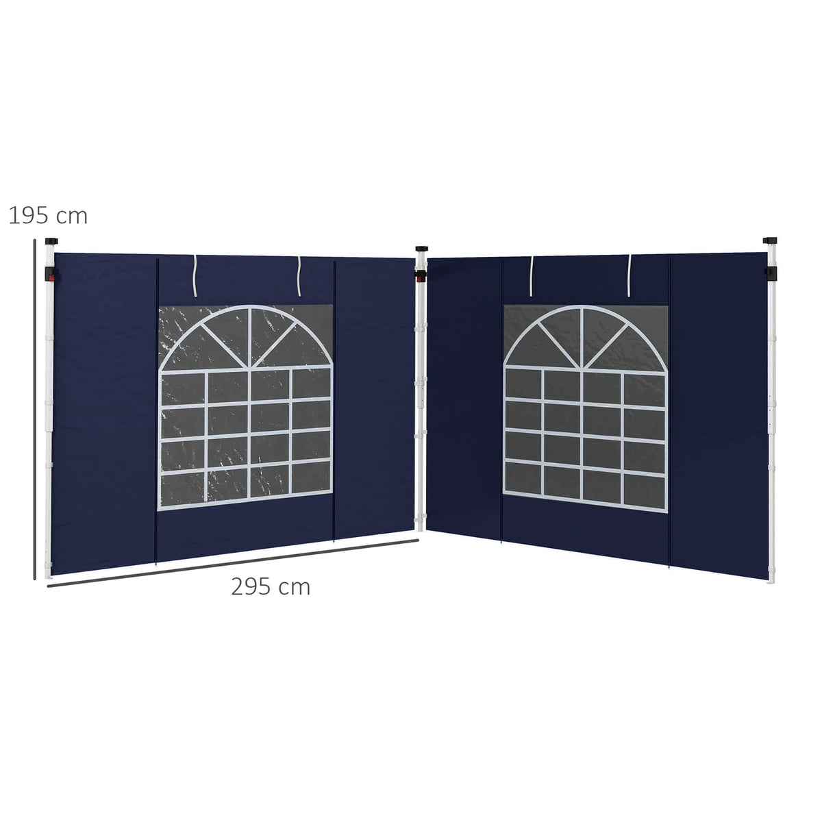 2 Side Panels Side Walls For 3 X 3/3 X 6 M Gazebo, Side Tarpaulins With Window, Door, Replacement Walls For Party Tent, Oxford, Blue