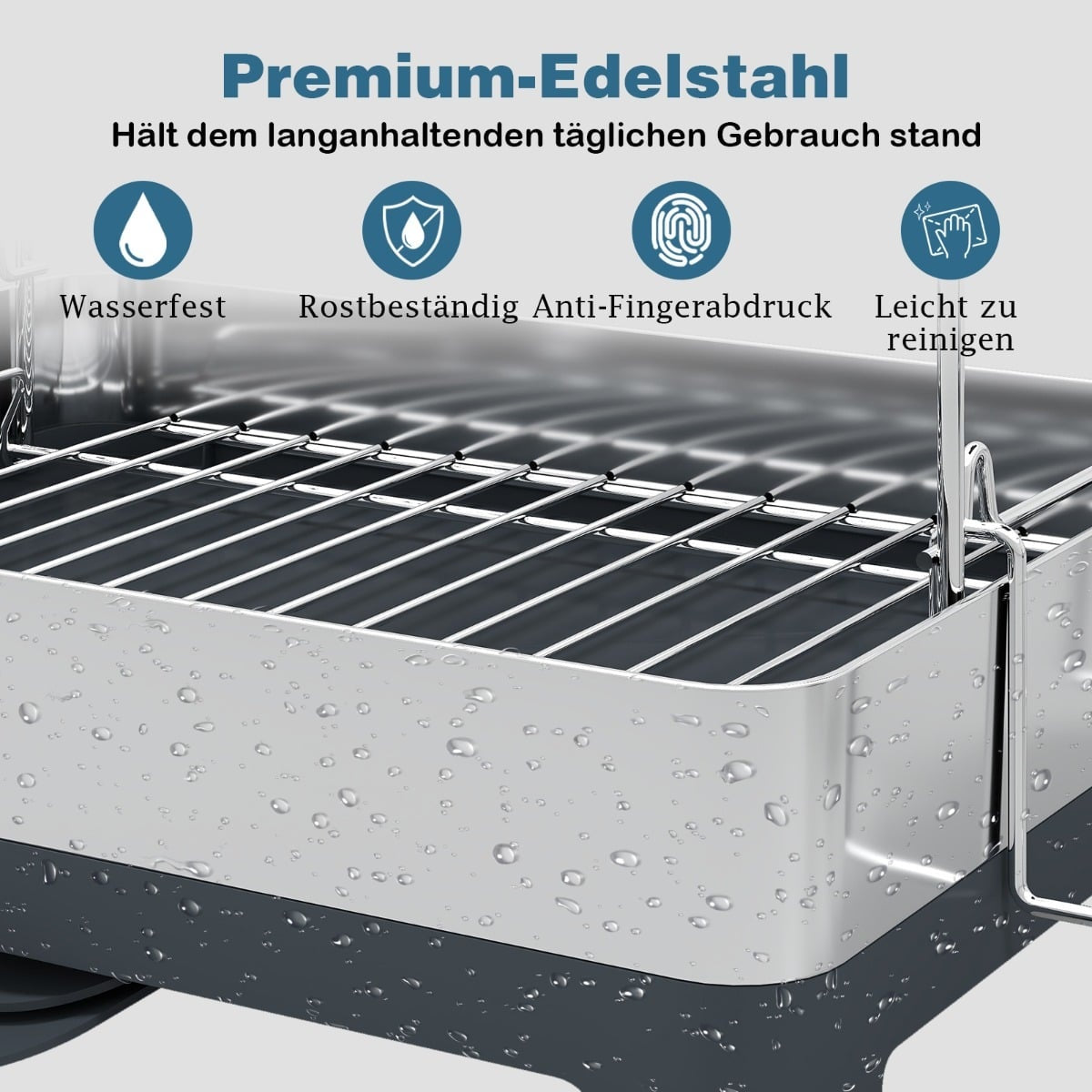 2-Tier Metal Dish Rack with Glass & Utensil Holders