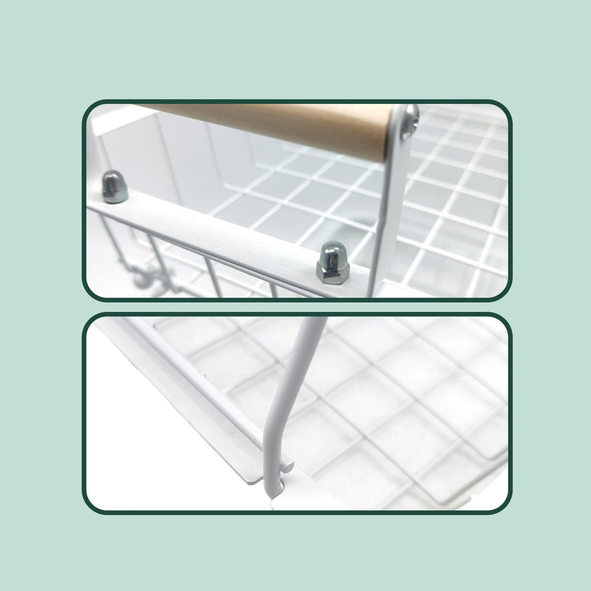 2-Tier Metal Fruit Basket with Wooden Handles