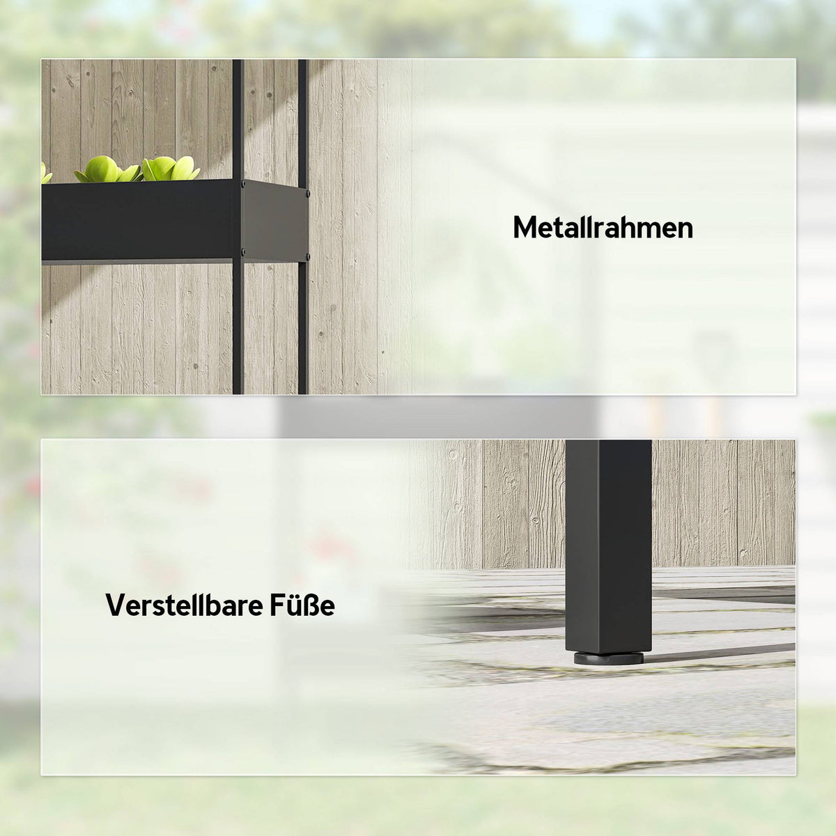 2-Tier Metal Plant Stand with Hook, 150 cm Tall, Black