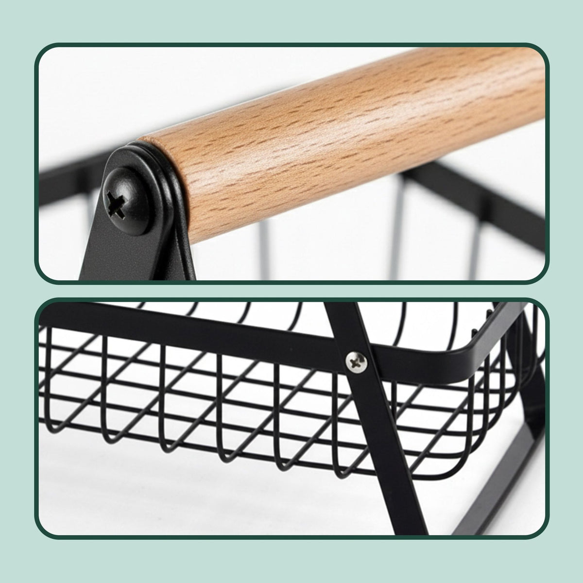 2-Tier Wire Fruit Bowl Stand – Square Design