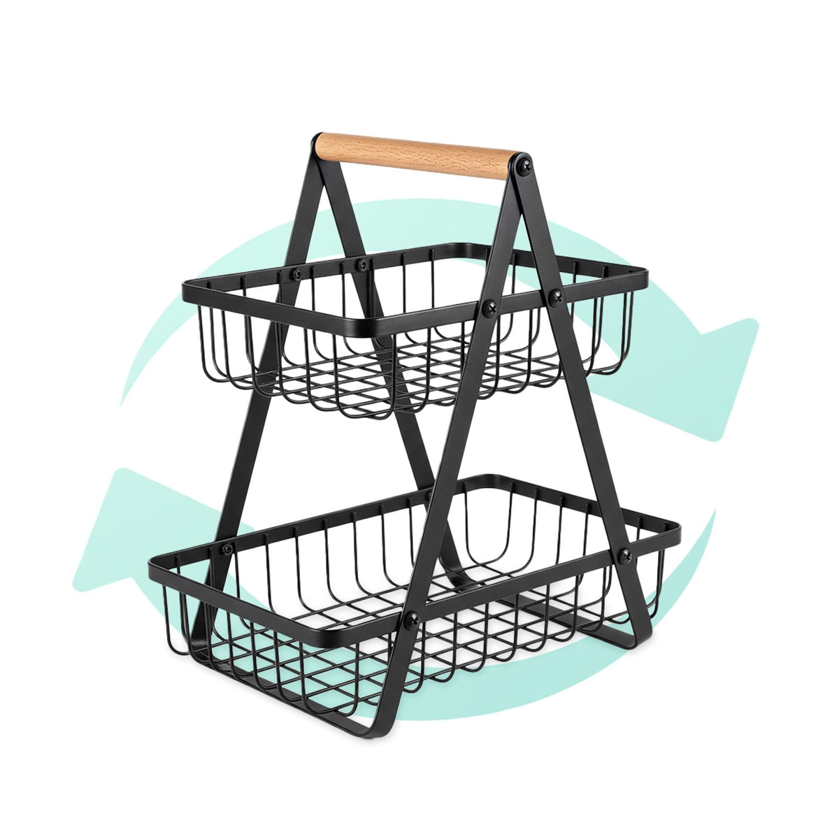 2-Tier Wire Fruit Bowl Stand – Square Design