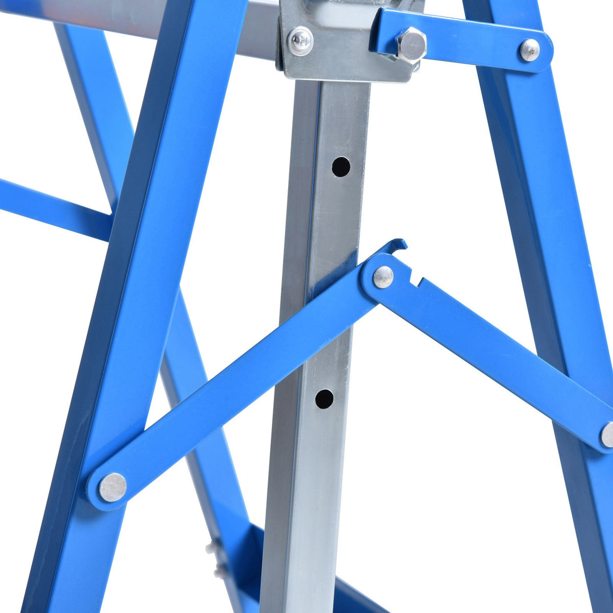 2 X Scaffolding Trestle, Folding Trestle, Height Adjustable Up To 200Kg, Steel, Blue, 68X58X80-130Cm