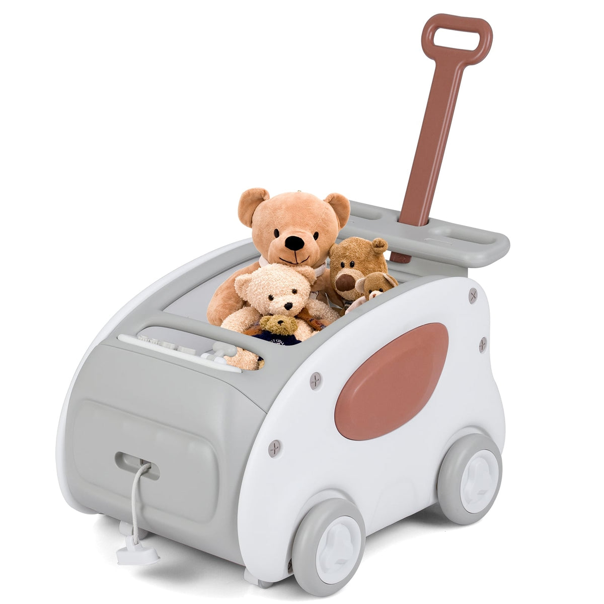 2-in-1 Baby Walker with Wheels, Foldable Seat, Safety Belt