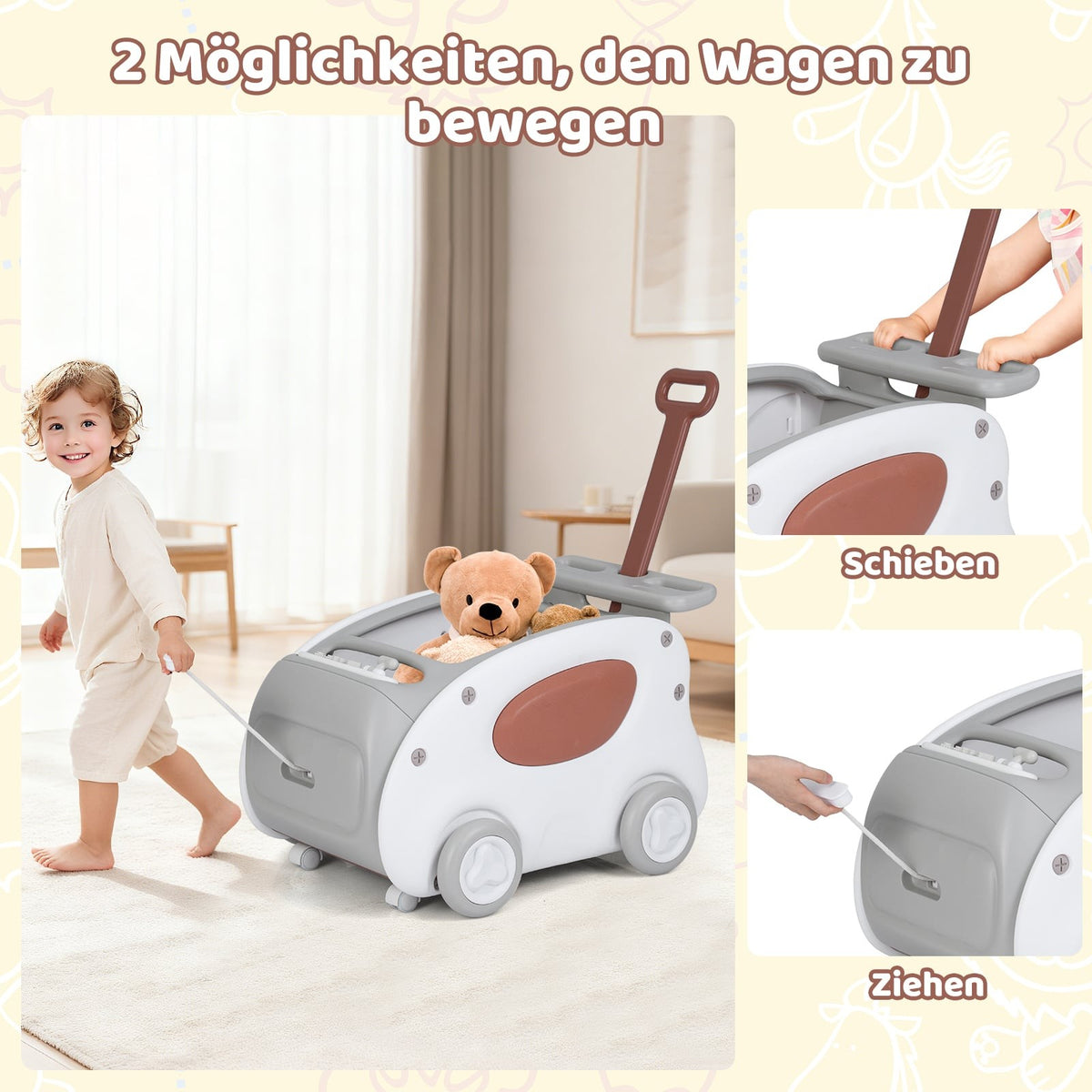 2-in-1 Baby Walker with Wheels, Foldable Seat, Safety Belt