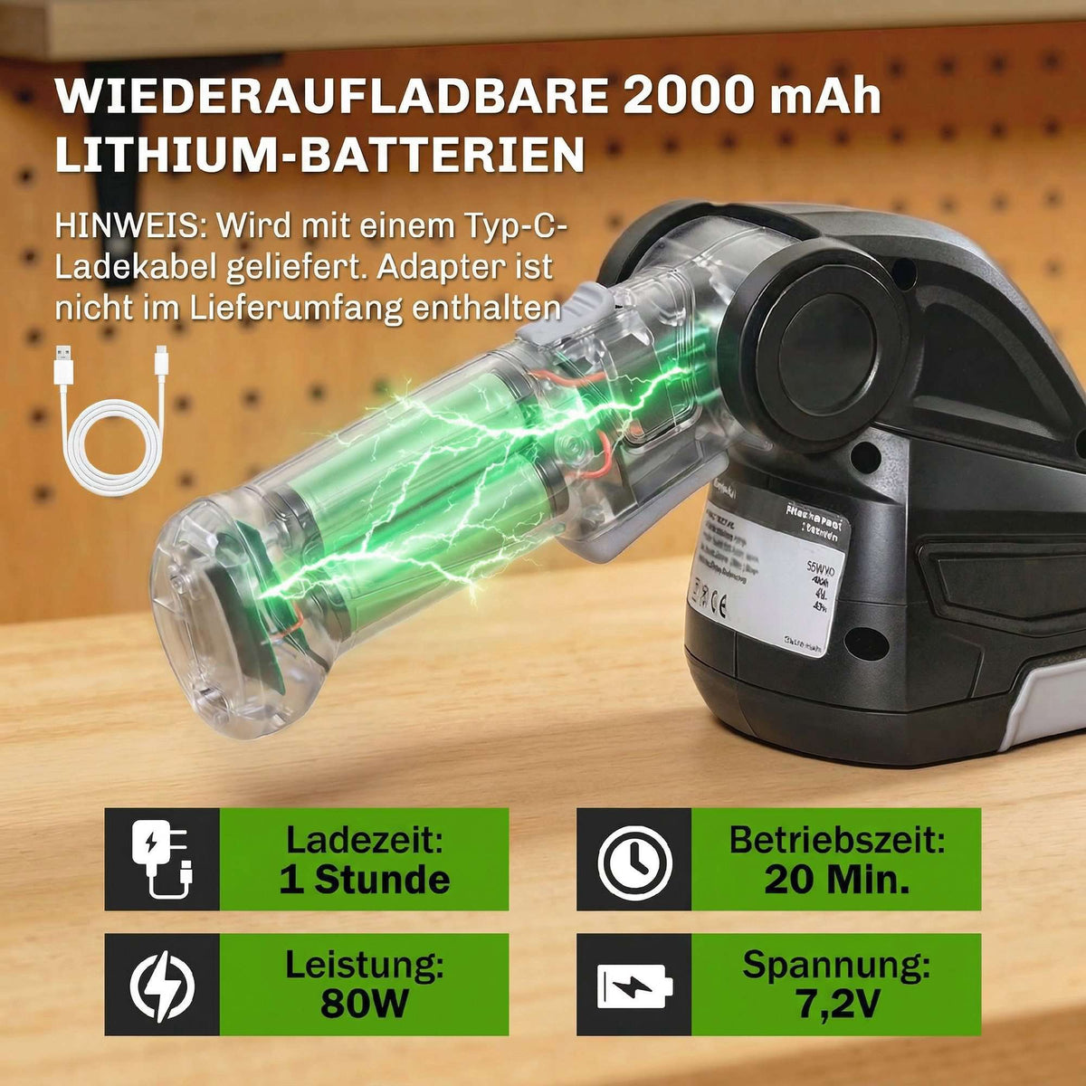 2-in-1 Cordless Hedge & Grass Shear, 7.2V, Rechargeable