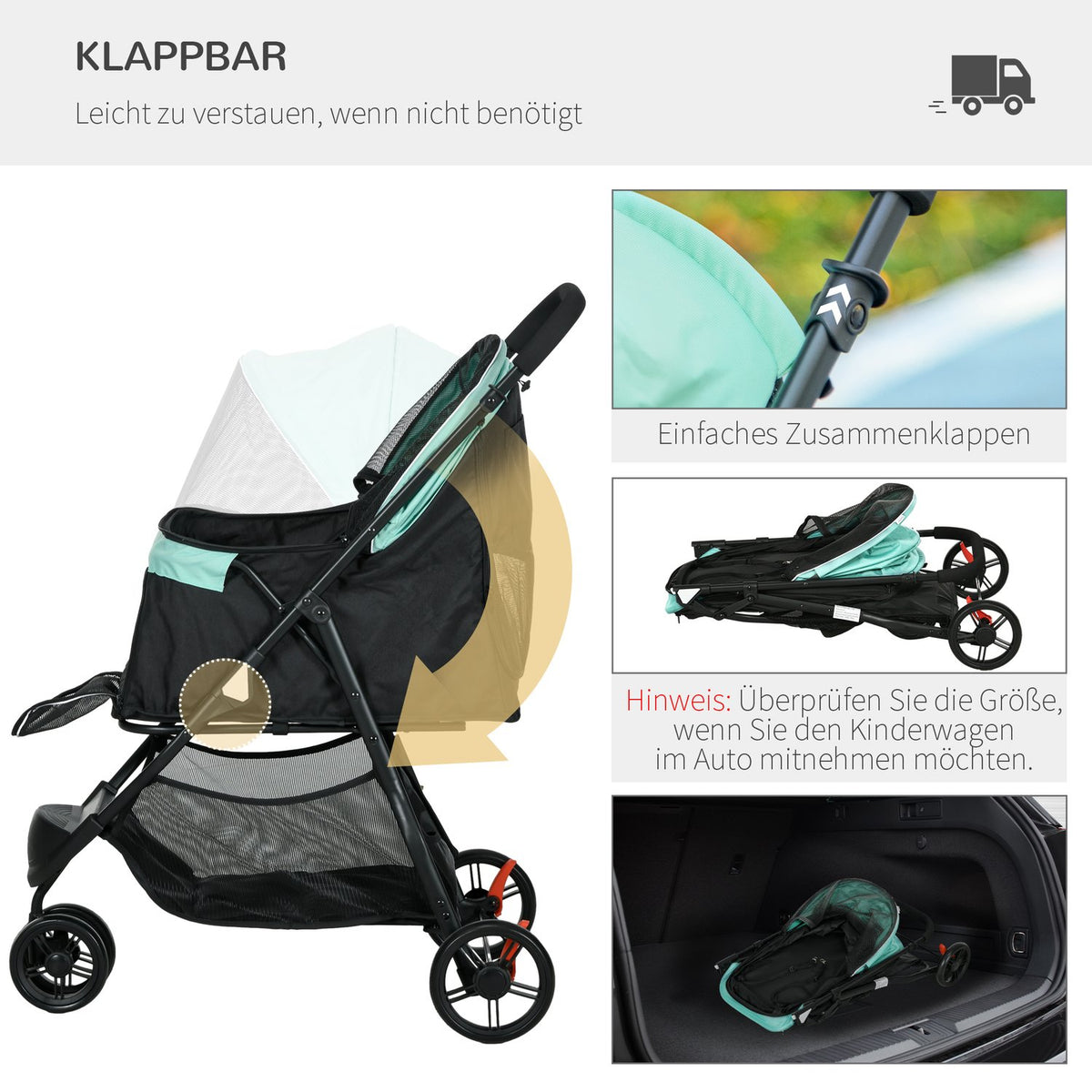 2 in 1 Dog Cart Dog Buggy with Rain Cover Foldable for Dogs & Cats up to 10 kg Cat Buggy with Cushion Mesh Windows Doors Storage Basket Cat Cart Buggy Green