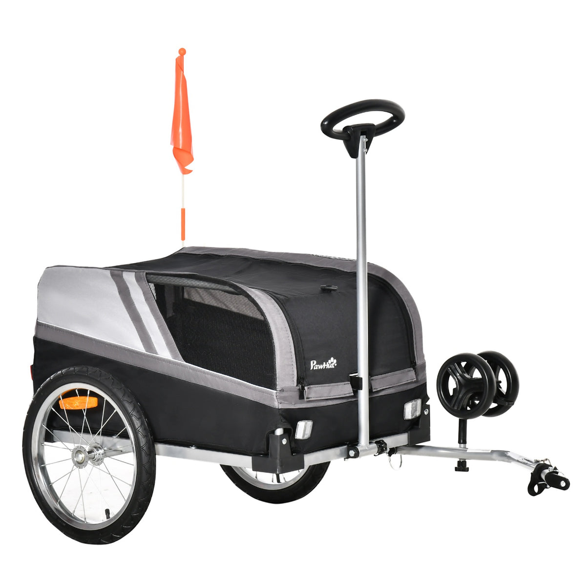2-in-1 Dog Trailer Pet Trolley & Bicycle Trailer Breathable Oxford Fabric for Travel & Excursions