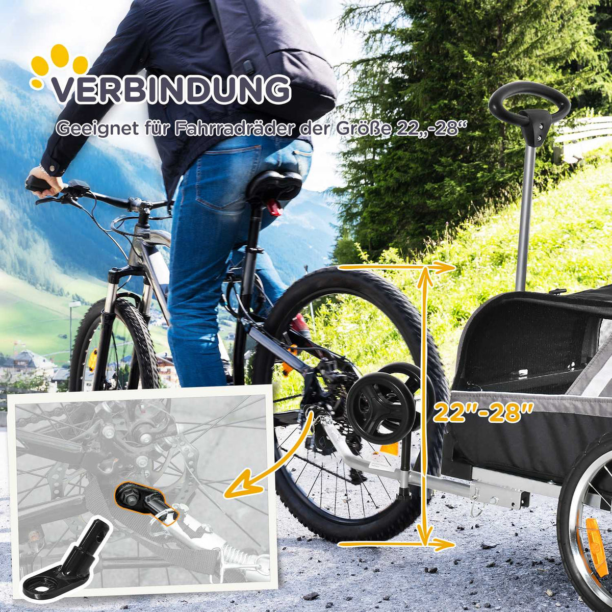 2-in-1 Dog Trailer Pet Trolley & Bicycle Trailer Breathable Oxford Fabric for Travel & Excursions