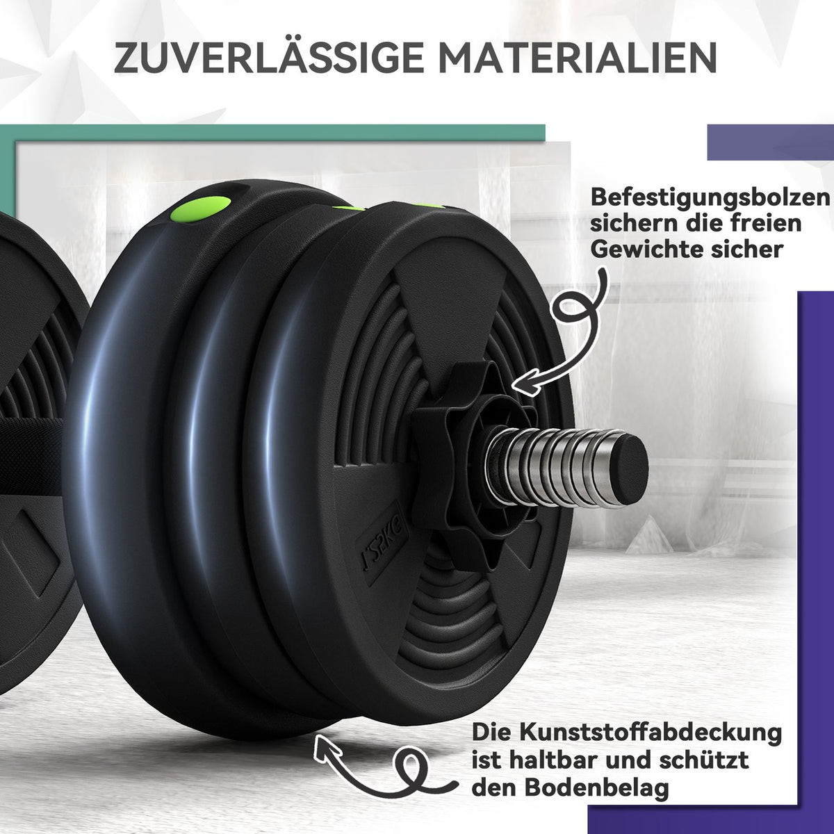 2-in-1 Dumbbell Set, Barbell & Dumbbell, 20 kg, Non-Slip