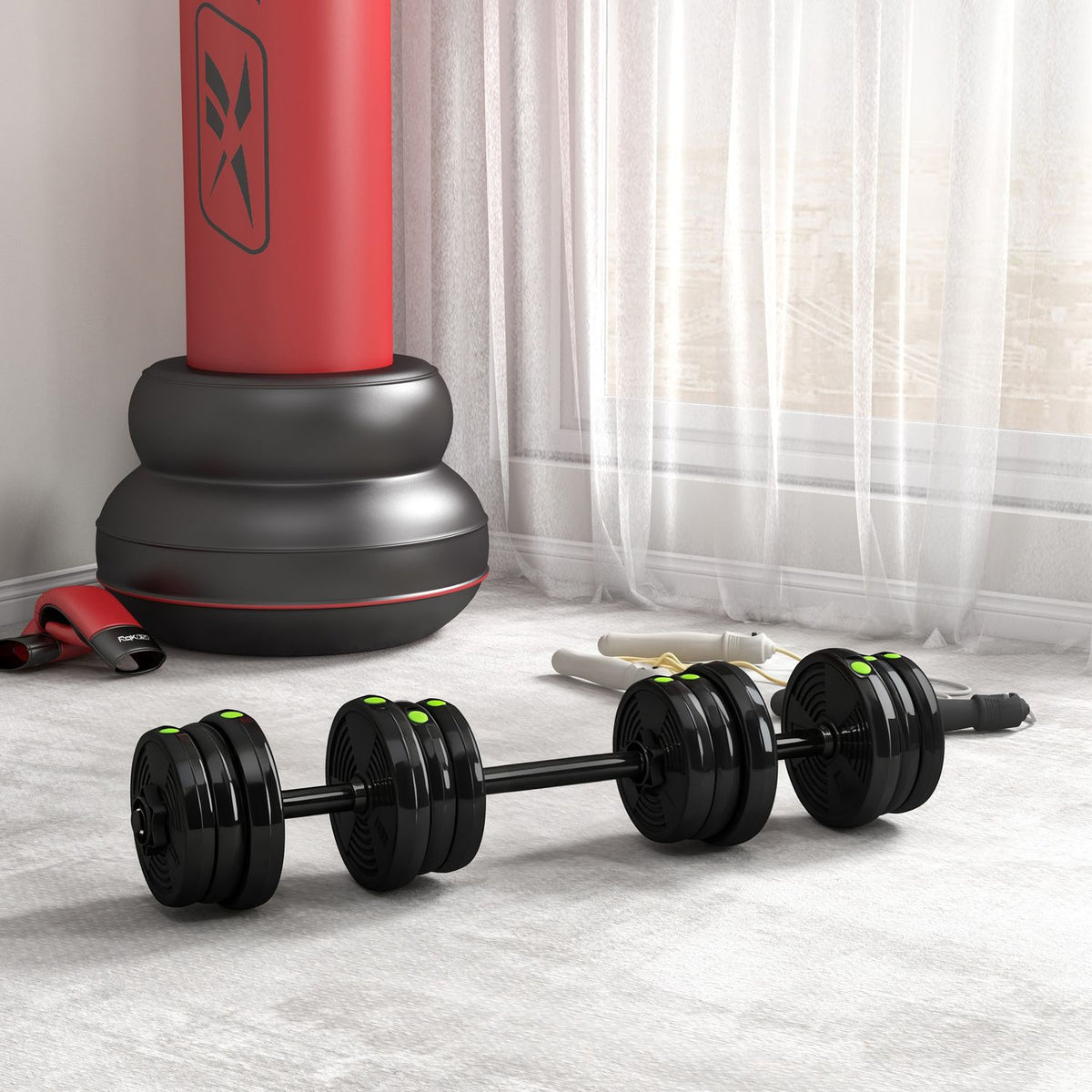 2-in-1 Dumbbell Set, Barbell & Dumbbell, 20 kg, Non-Slip