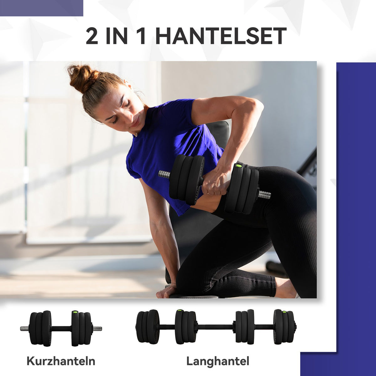 2-in-1 Dumbbell Set, Barbell & Dumbbell, 20 kg, Non-Slip