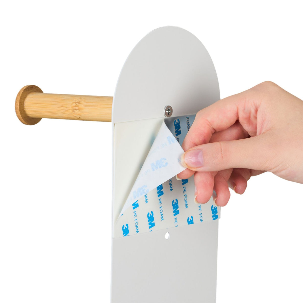 2-in-1 Freestanding Toilet Roll Holder, Bamboo & Metal