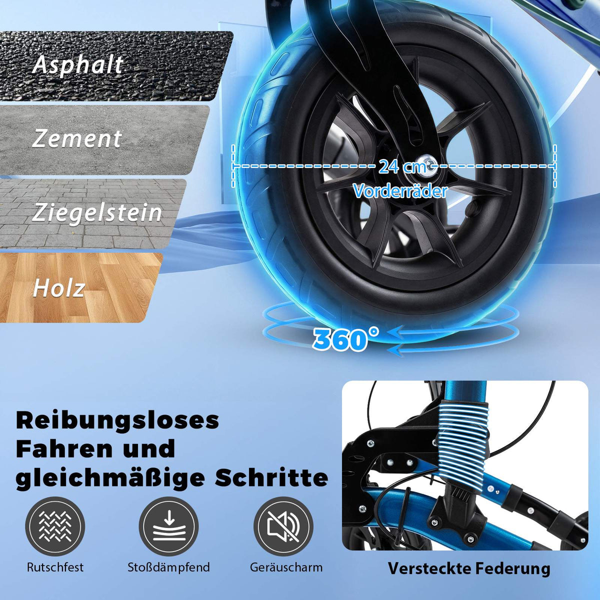 2-in-1 Rollator & Wheelchair, Folding, Supports 136 kg