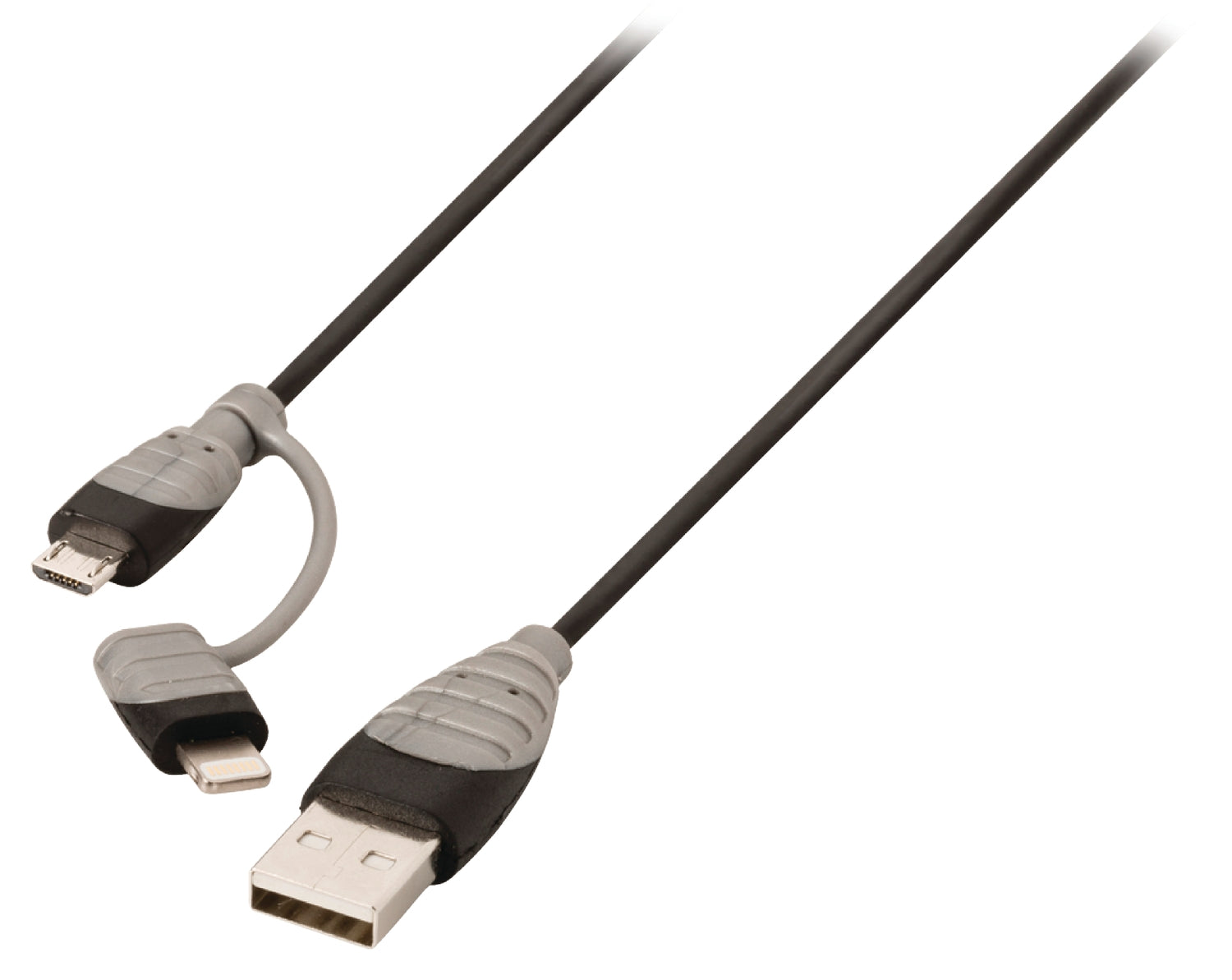 2-in-1 Sync and Charging Cable USB A male - Micro B male 1.00 m Black + Lightning adapter