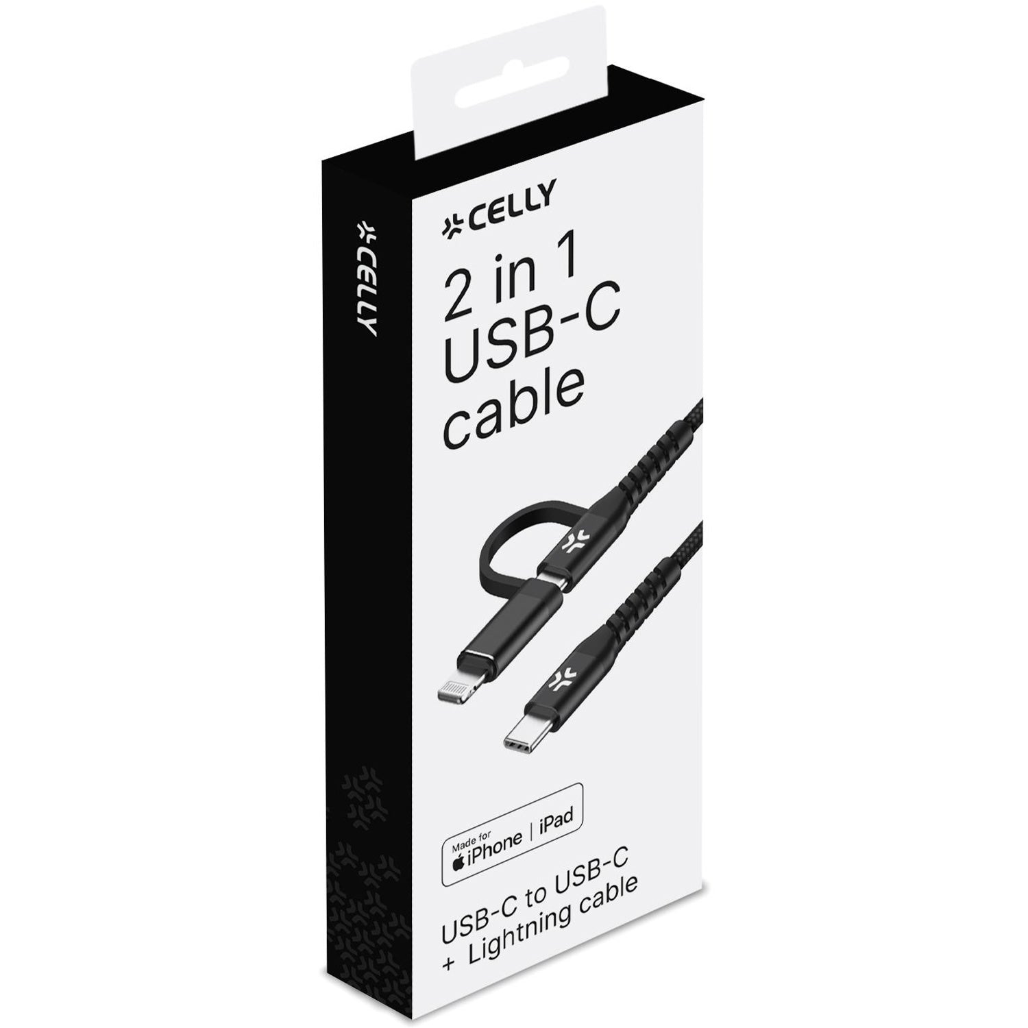 2-in-1 cable USB-C - USB-C/Lightning 60W 1m Black