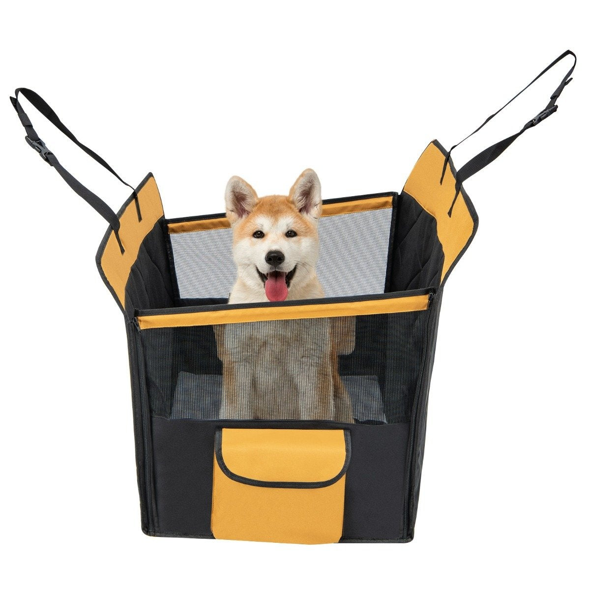 2 in 1 car seat cover & car dog crate with side pocket, water-repellent, 148 x 145 cm
