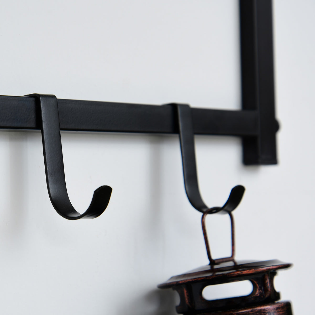 2-in-1 coat rack set, hallway coat rack with bench, wall coat rack for entrance area, 6 hooks, natural + black, 75 x 30 x 45 cm (bench seat)