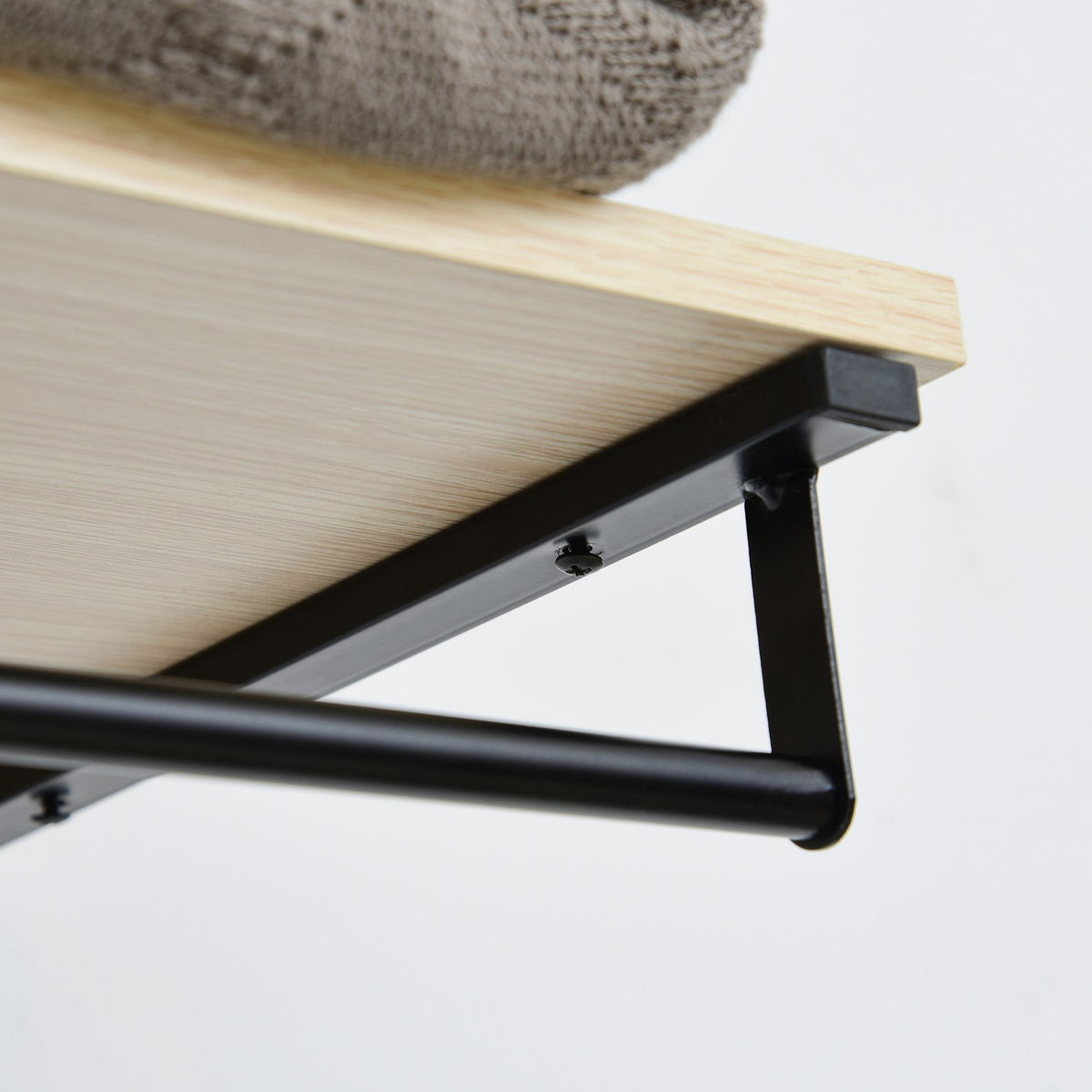 2-in-1 coat rack set, hallway coat rack with bench, wall coat rack for entrance area, 6 hooks, natural + black, 75 x 30 x 45 cm (bench seat)