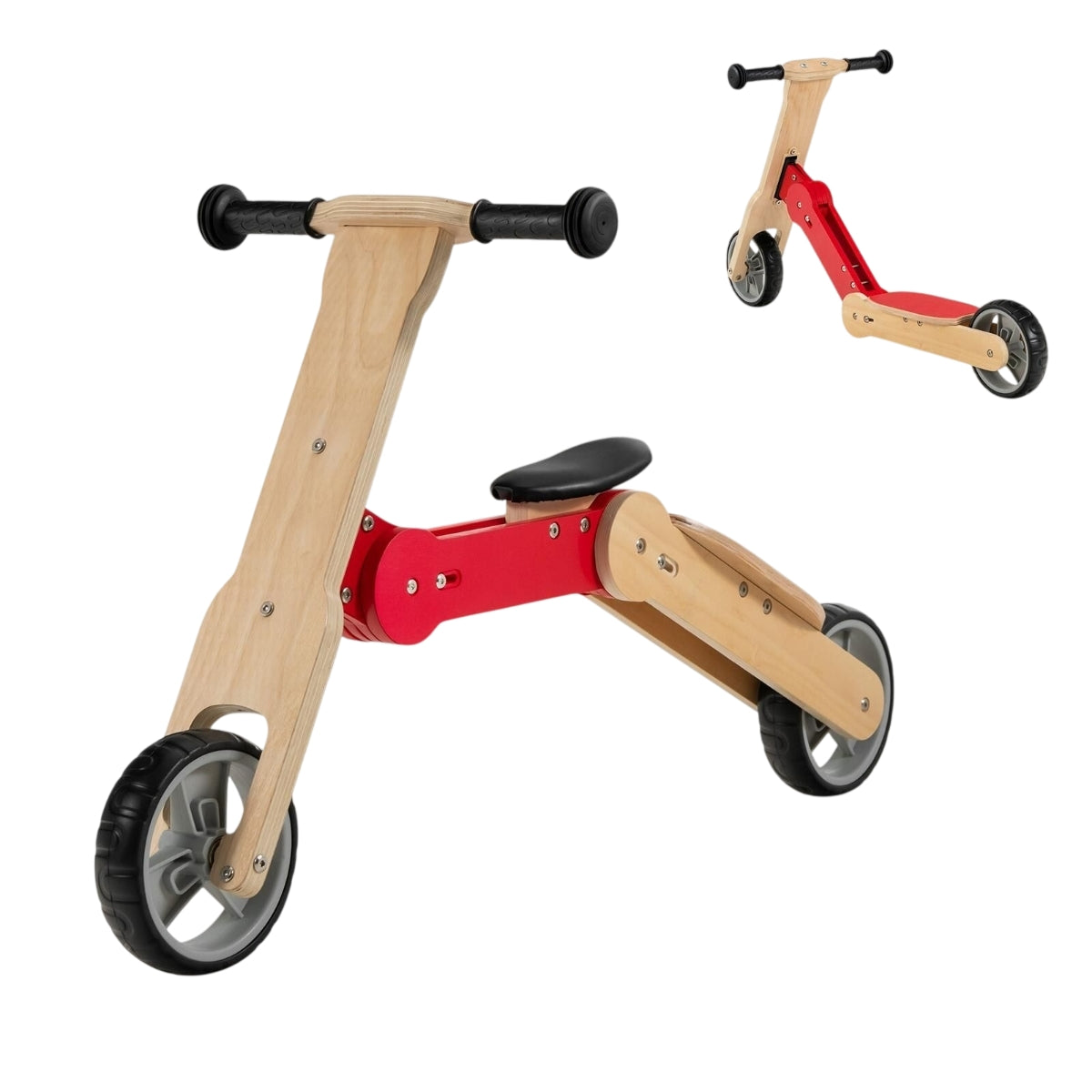 2 in 1 convertible children's scooter balance bike with non-slip handlebars and removable seat