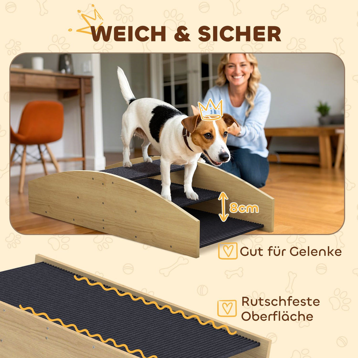 2-in-1 dog rocker, dog agility rocker made of wood, dog agility ramp for small, medium-sized dogs under 15 kg, for balance, self-confidence, 80 x 39.5 x 20 cm natural wood