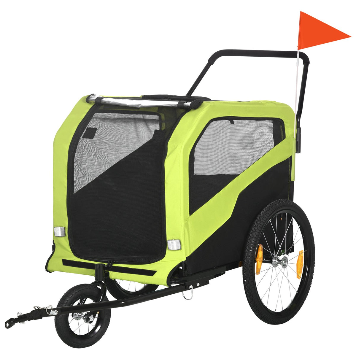 2-in-1 dog trailer, bicycle trailer for dogs, dog stroller with reflectors, dog buggy max. 30 kg, dog bicycle trailer for large dogs, Oxford fabric, green