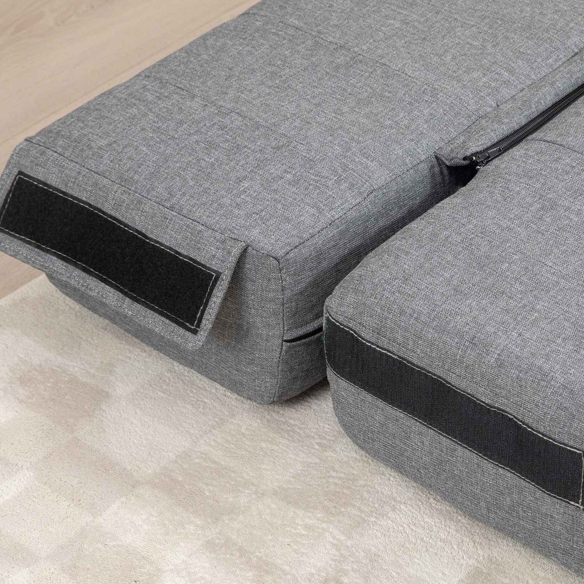 2-in-1 floor sofa, load capacity up to 250 kg, folding sofa bed with linen look, for 2 people, sofa bed, for living room, bedroom