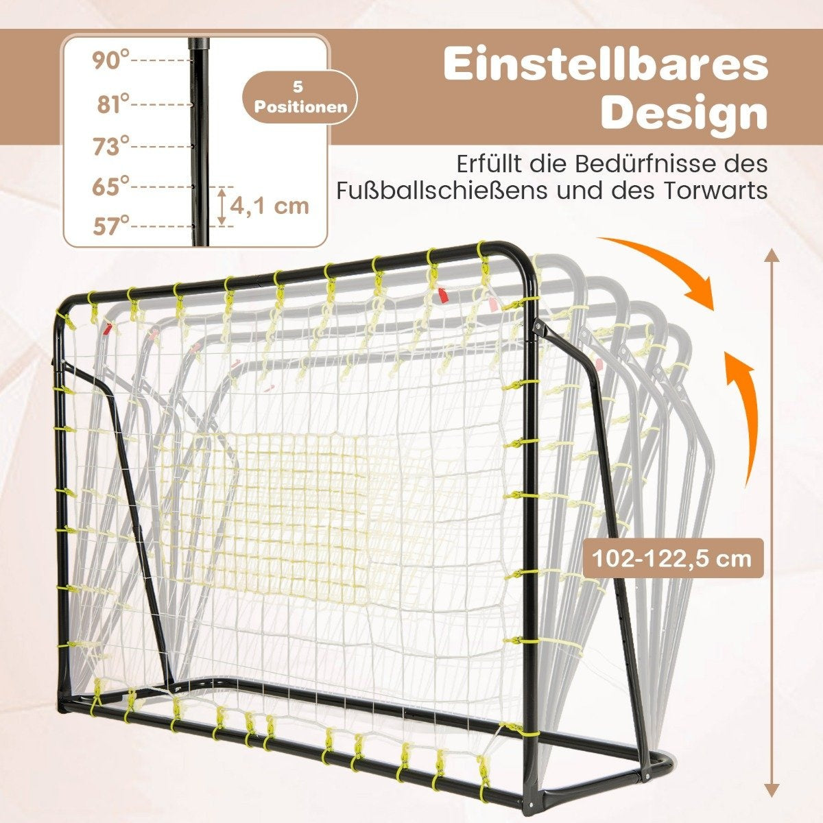 2 in 1 football goal & rebounder football goals 187 x 60 x 102-122.5 cm children's football goal set height adjustable black