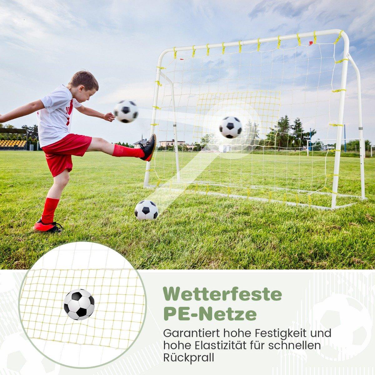 2 in 1 football goal & rebounder football goals 187 x 60 x 102-122.5 cm children's football goal set height adjustable white
