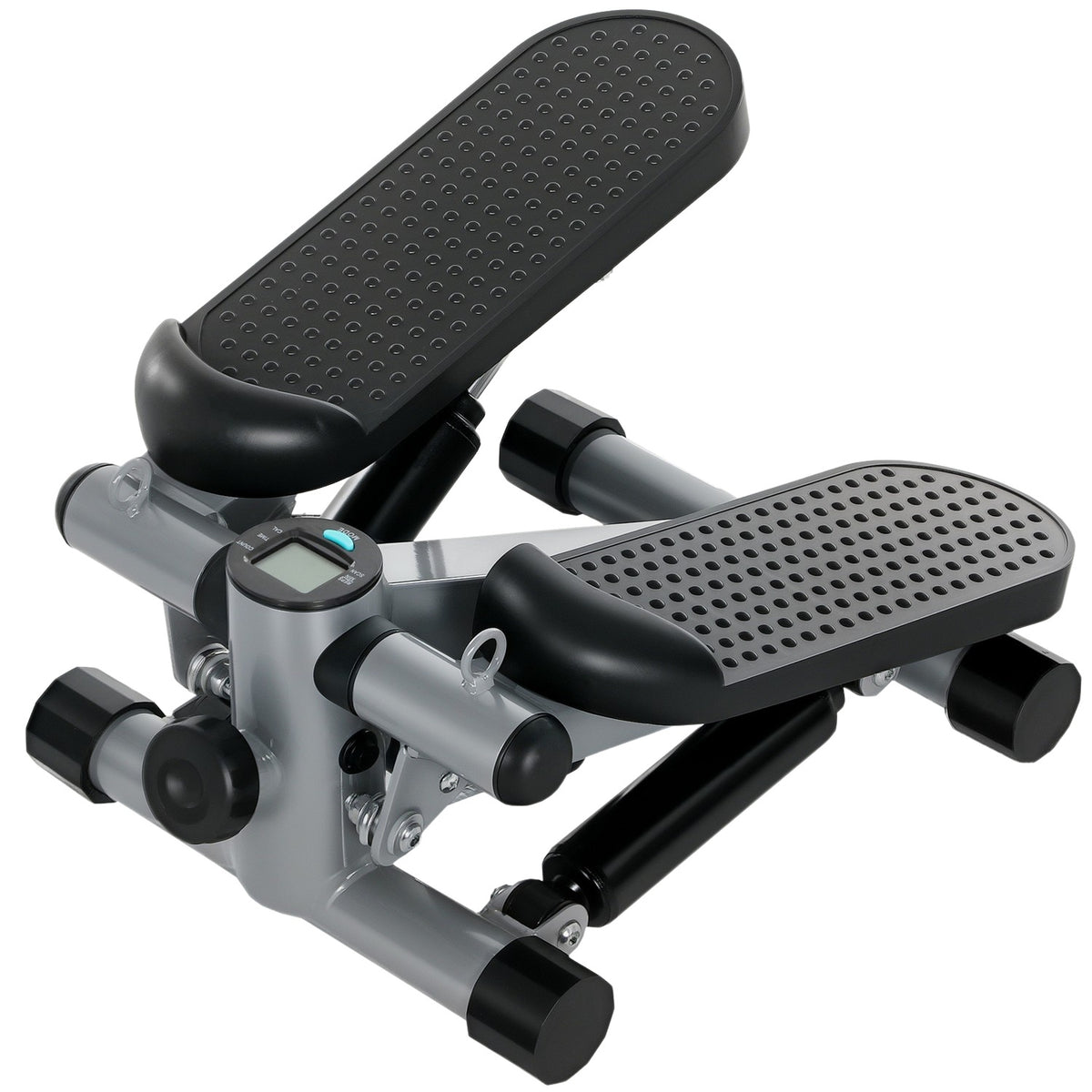 2 in 1 mini stepper for home with power ropes, up-down swing stepper with LCD display, stepper home trainer up to 100 kg for leg/arm training, home office fitness exercise, gray |