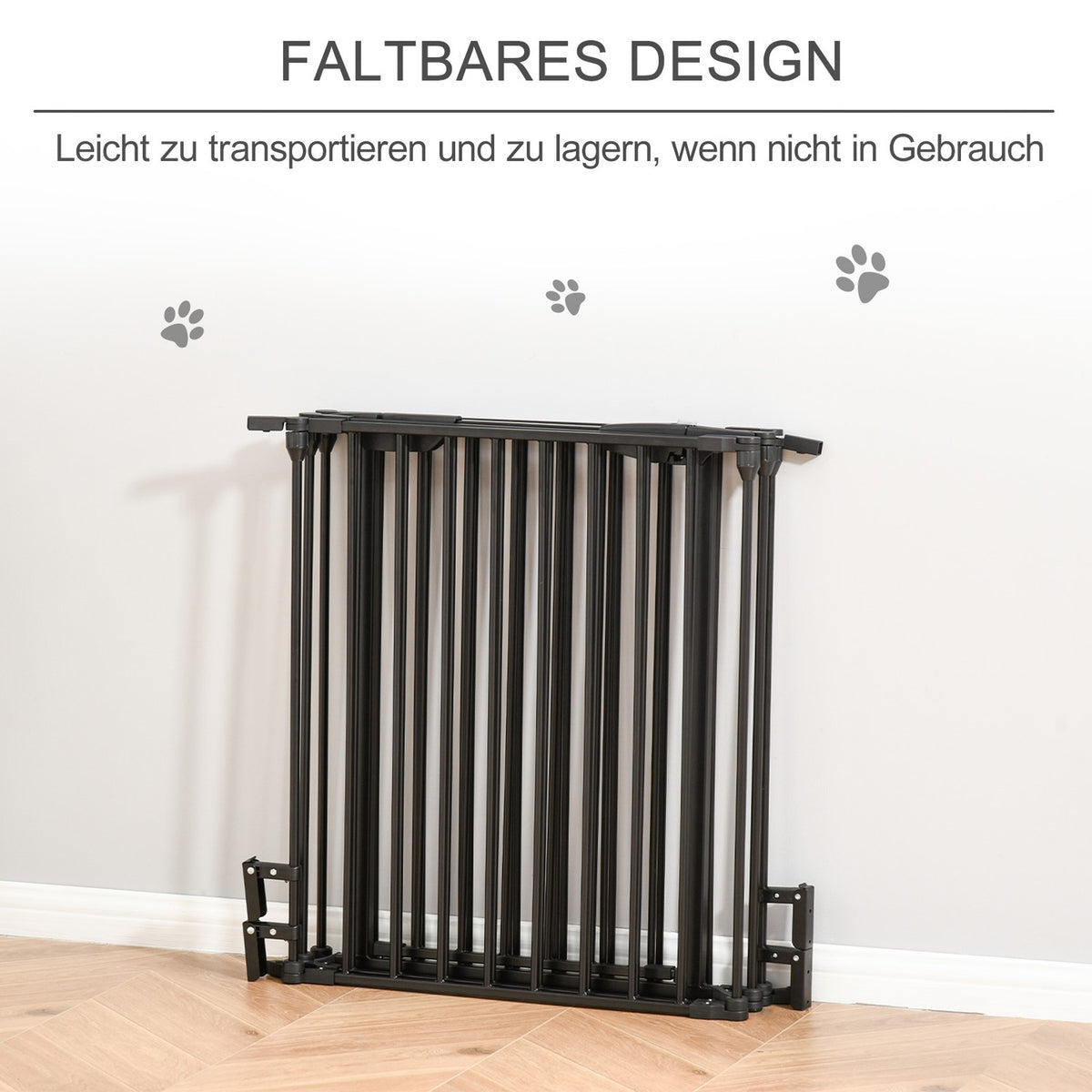 2 in 1 puppy run 5-piece folding barrier with door for small and medium-sized dogs, DIY puppy playpen 300 x 74.5 cm metal black