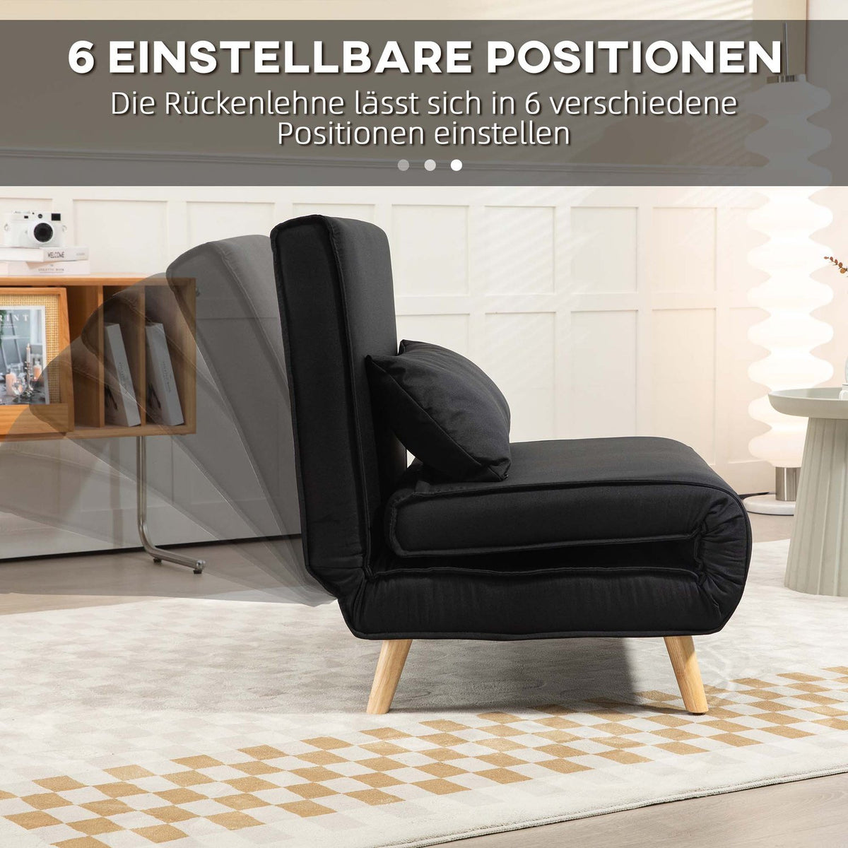 2-in-1 sleeping chair, up to 350 kg, sofa bed with bed function, decorative cushions, folding chair with adjustable backrest, linen look