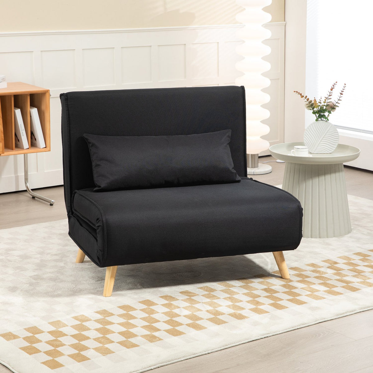 2-in-1 sleeping chair, up to 350 kg, sofa bed with bed function, decorative cushions, folding chair with adjustable backrest, linen look