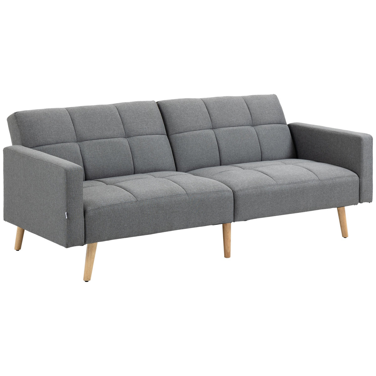 2 in 1 sofa bed 205 x 88 cm sofa with bed function, couch with seat cushion, linen look grey