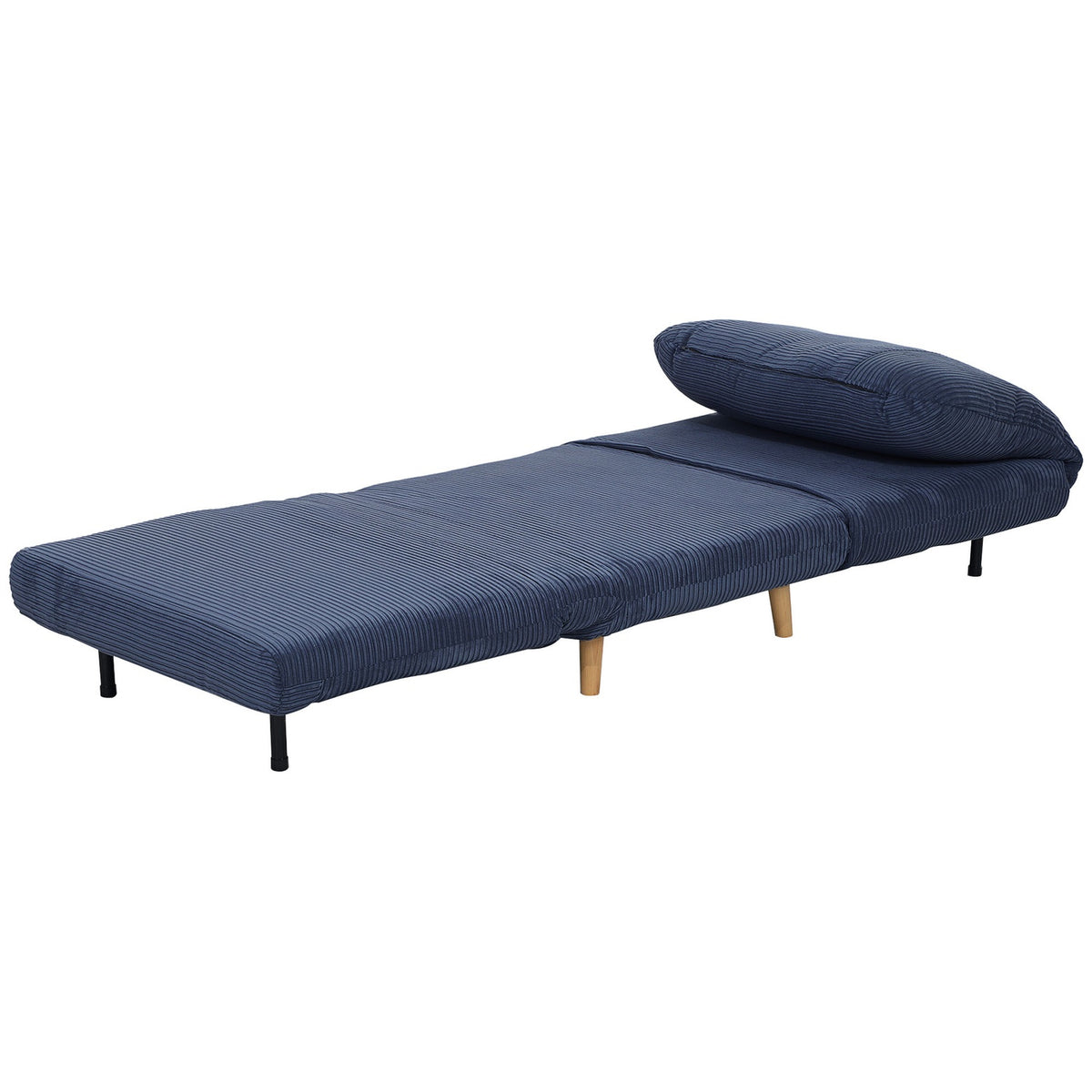 2-in-1 sofa bed, chair bed, adjustable folding mattress, guest bed in corduroy look, for bedroom, living room, blue, 82 x 89 x 83 cm