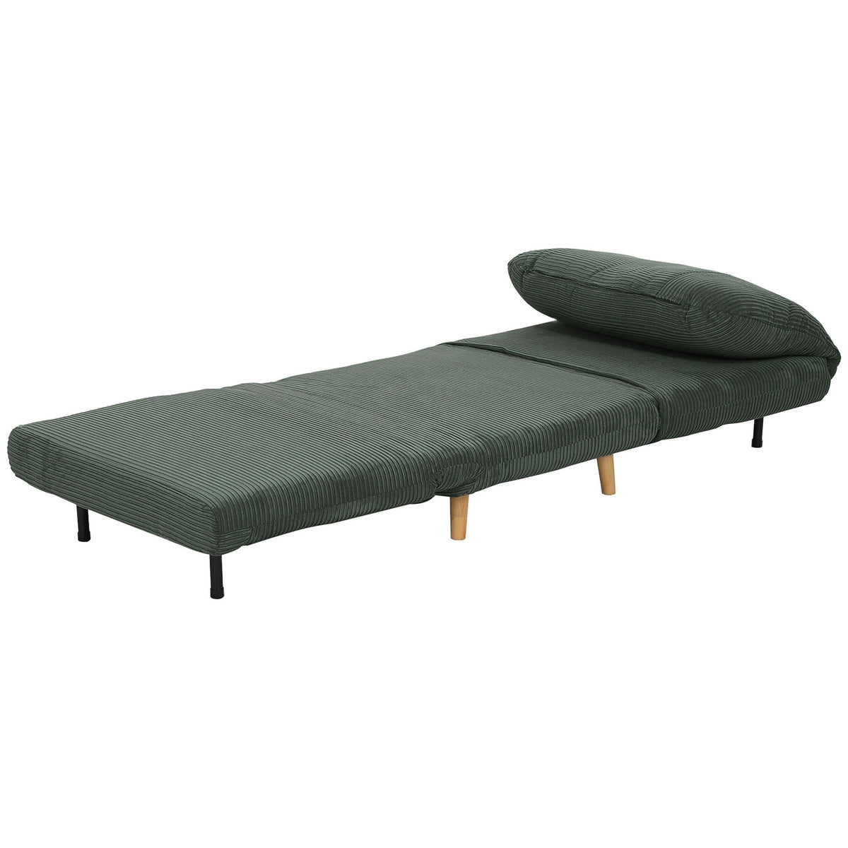 2-in-1 sofa bed, chair bed, adjustable folding mattress, guest bed in corduroy look, for bedroom, living room, green, 82 x 89 x 83 cm
