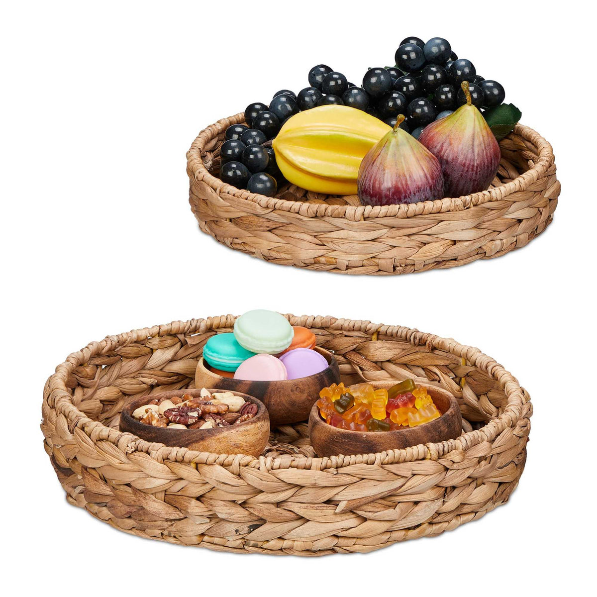 2-part tray set made of water hyacinth