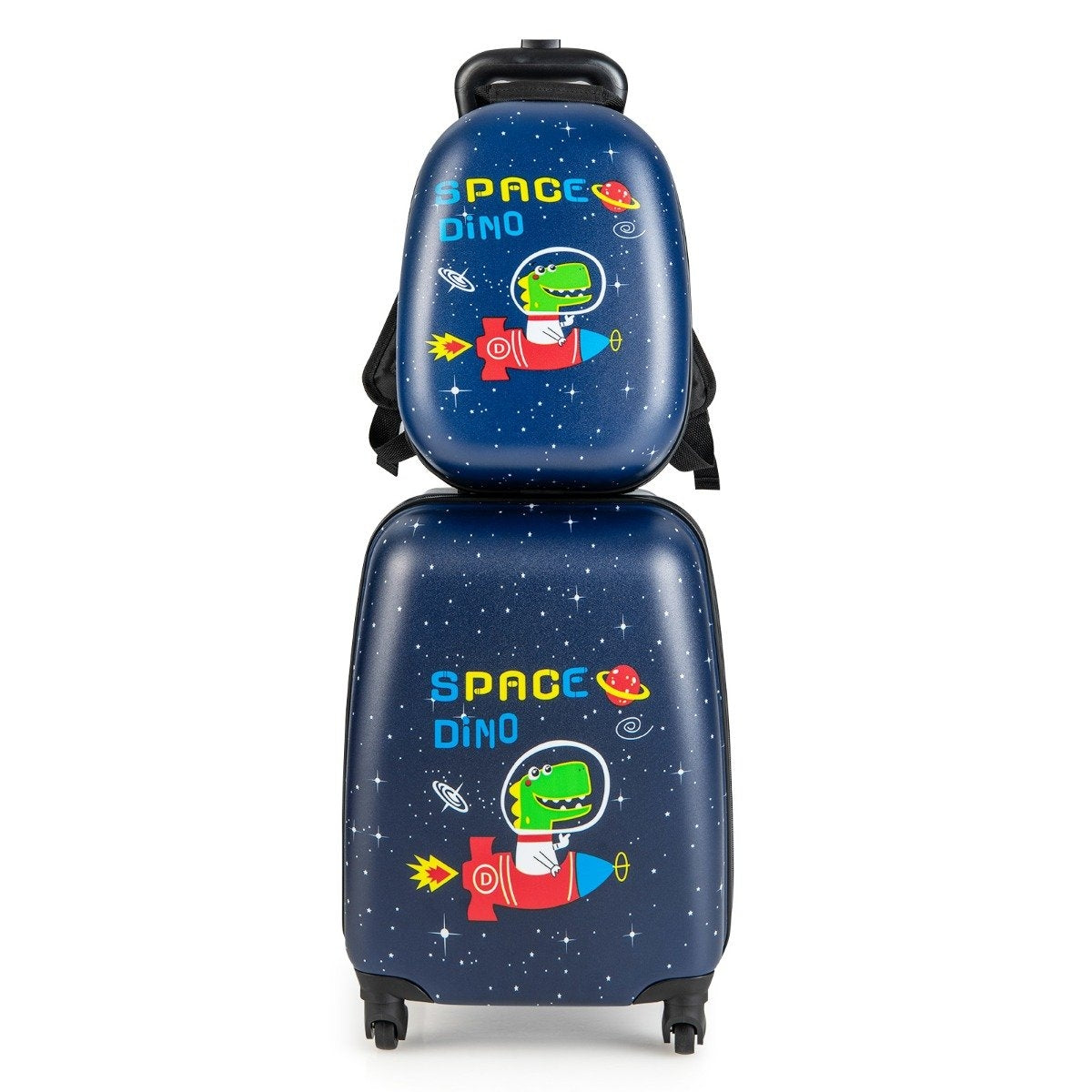 2-piece children's suitcase + backpack children's trolley made of plastic children's suitcase set space dinosaurs
