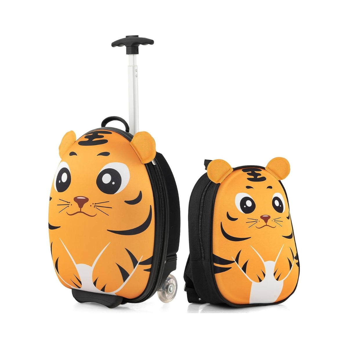 2-piece children's suitcase & backpack with wheels & 3-stage telescopic handle 12"+16" children's trolley Tiger