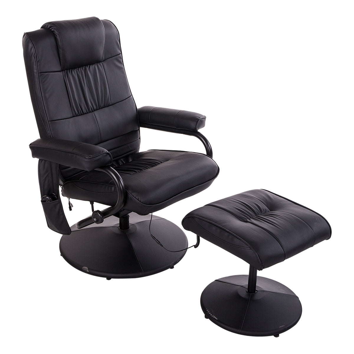 2-piece massage chair TV chair with reclining function, 360° rotatable, 10 massage points, remote control, imitation leather, W77 x D84 x H95 cm, black
