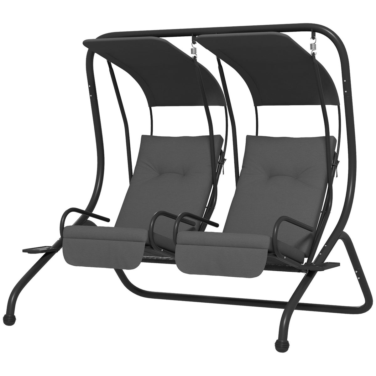 2-seater Hollywood swing garden swing with sun canopy gray 170 x 136 x 170 cm, sturdy steel construction for garden & terrace