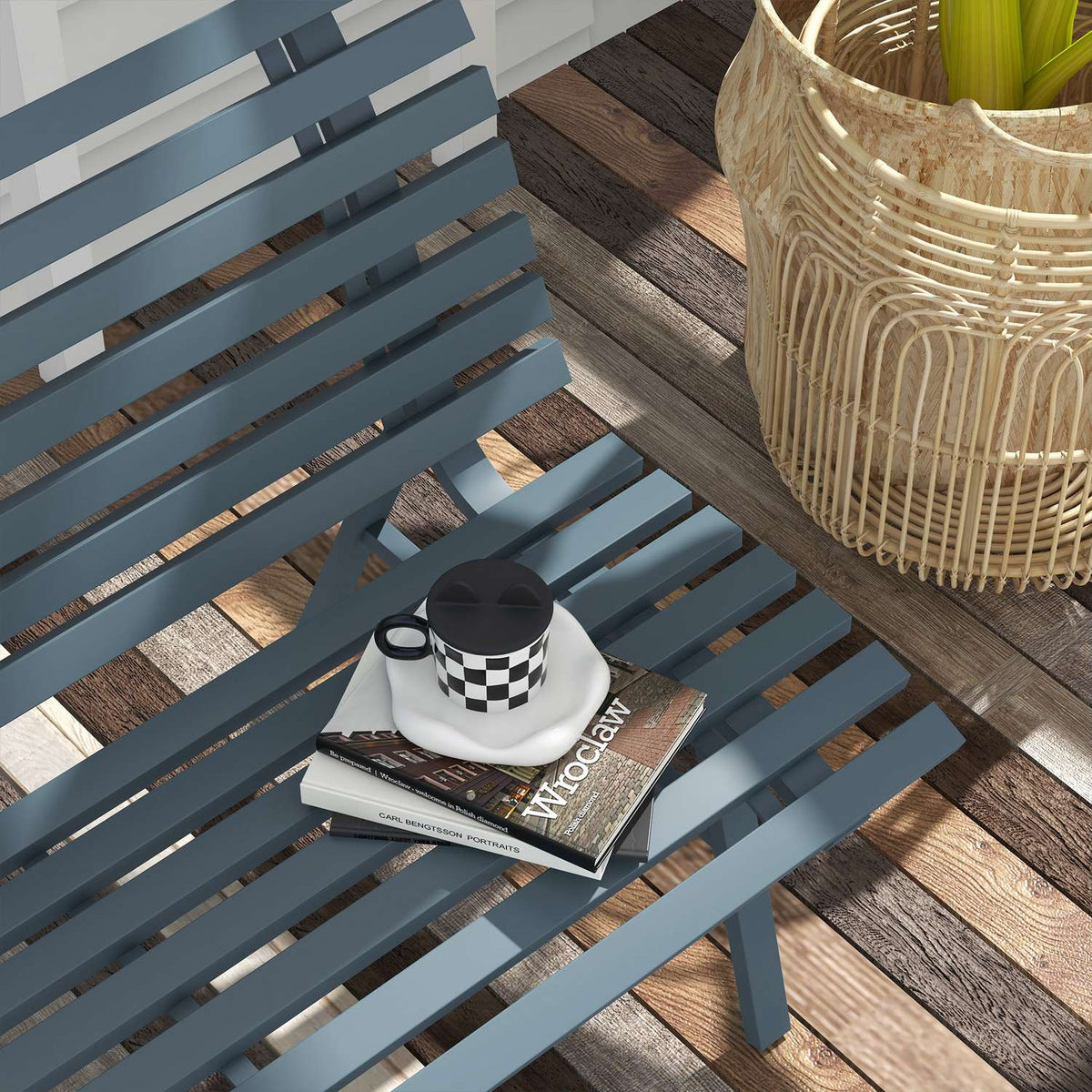 2-seater aluminum garden bench, weatherproof bench, UV-resistant garden furniture with slat design, park bench 240kg load capacity, balcony bench for balcony terrace, garden, 123x67x79cm, blue