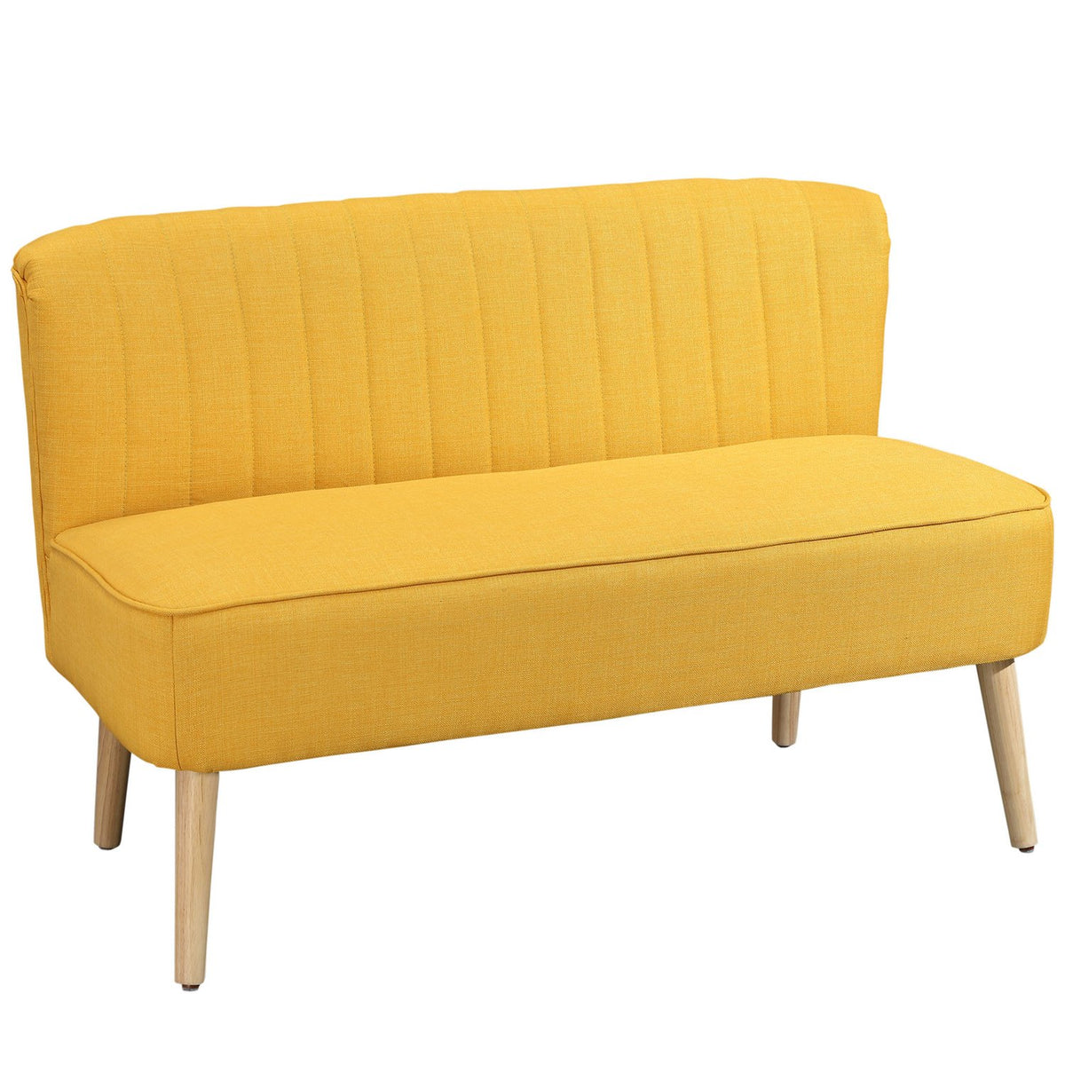 2-seater fabric sofa upholstered sofa seating lounge sofa wood foam yellow 117 x 56.5 x 77 cm