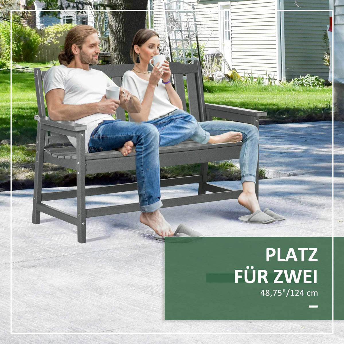 2-seater garden bench, max. 320 kg, bench with backrest, country house style park bench, weatherproof patio bench, 124x60x87cm