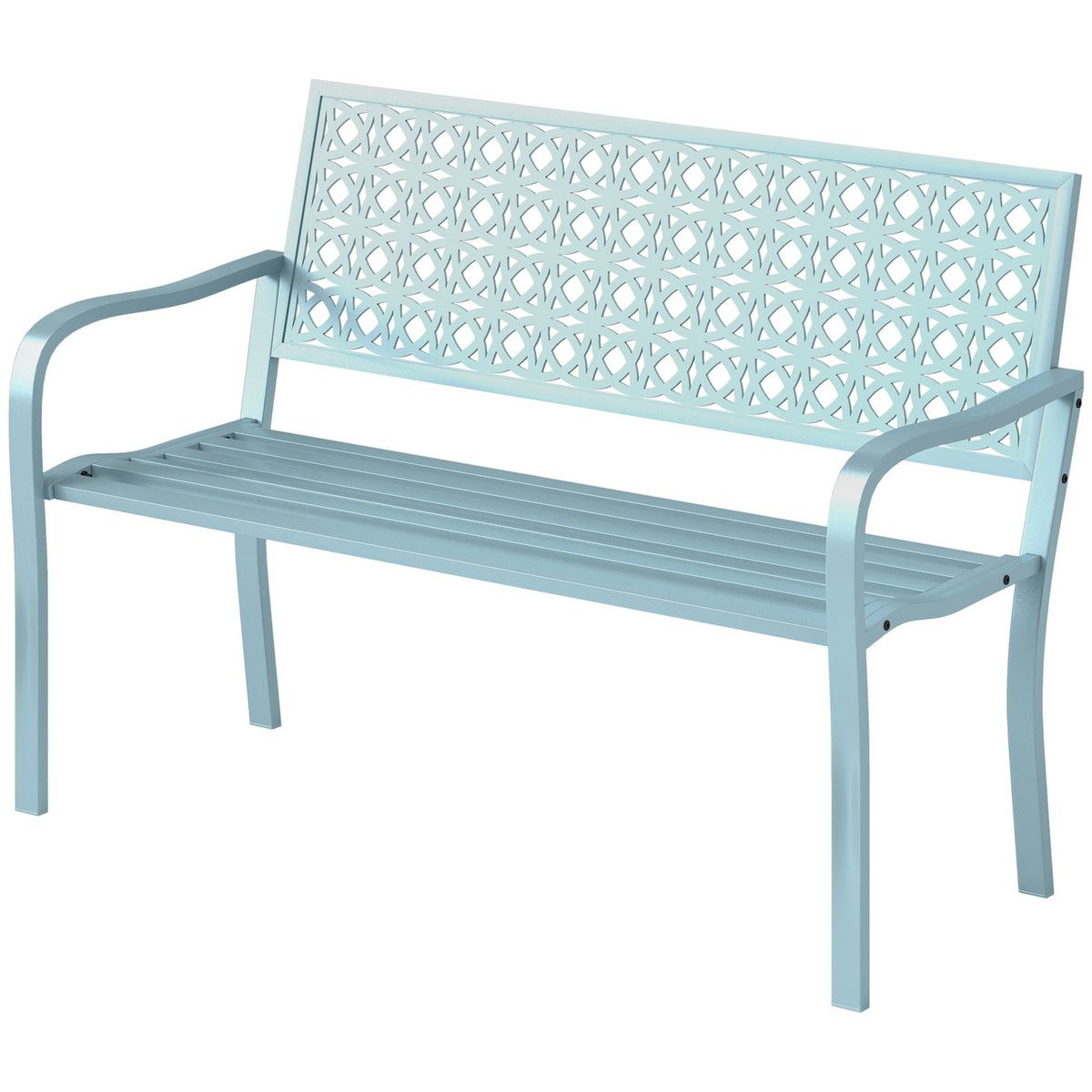 2-seater garden bench, weatherproof bench, garden furniture with back and armrests, park bench 240kg load capacity, balcony bench for balcony terrace, garden, 127 x 63 x 85cm, blue