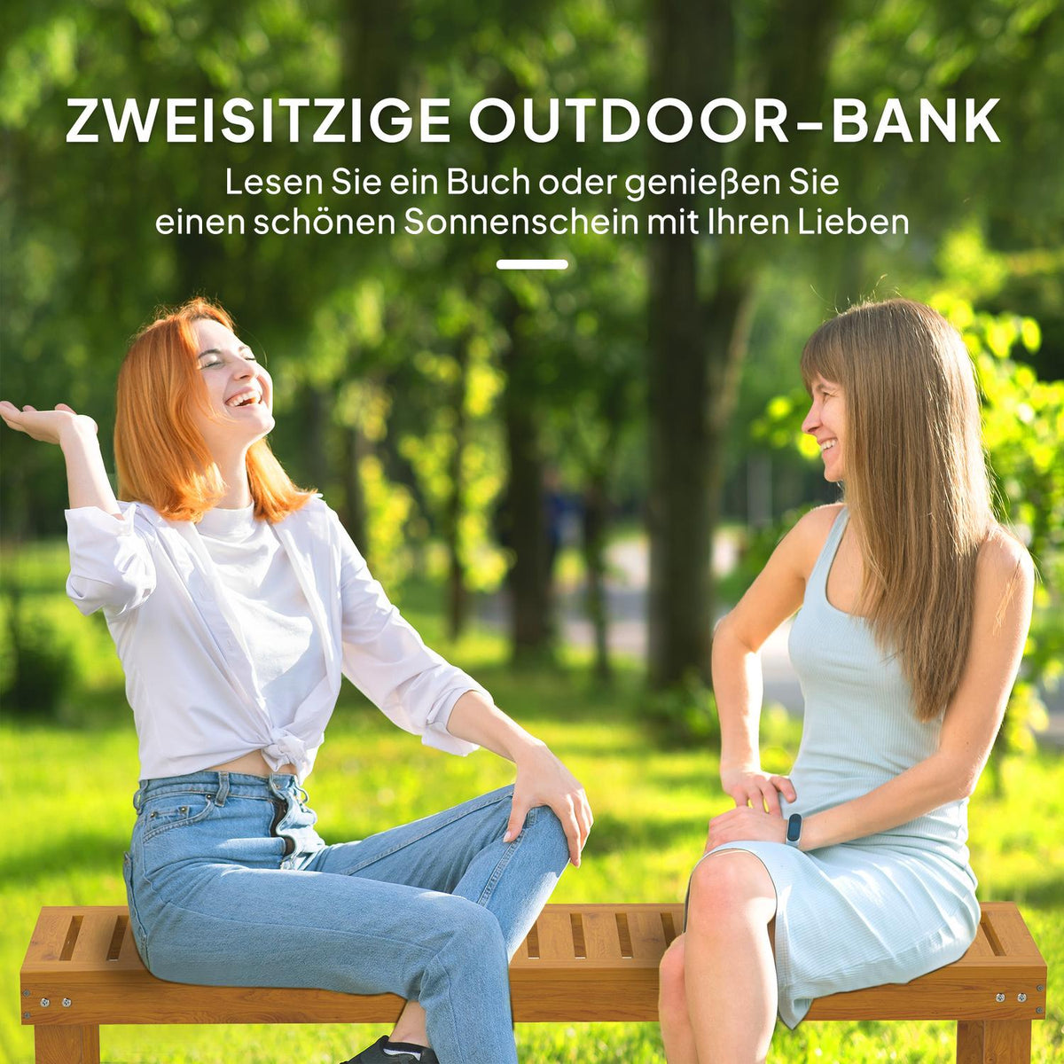 2-seater garden bench, weatherproof bench made of wood, 300 kg load-bearing park bench with slatted seat, garden furniture, balcony bench for garden, balcony, terrace, park, yard, veranda 128 x 51 x 73 cm, teak