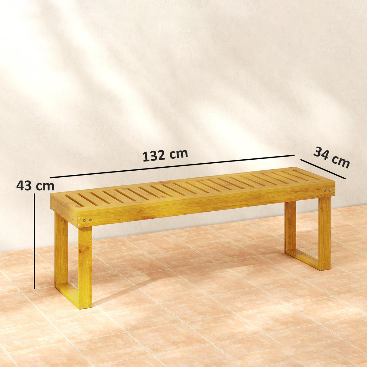 2-seater garden bench, weatherproof bench made of wood, 300 kg load-bearing park bench with slatted seat, garden furniture, balcony bench for garden, balcony, terrace, park, yard, veranda 128 x 51 x 73 cm, teak